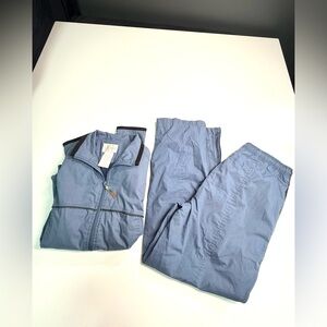 V.I. Petites 90s vintage minimalist blue windbreaker set Mesh Lined Sized Small